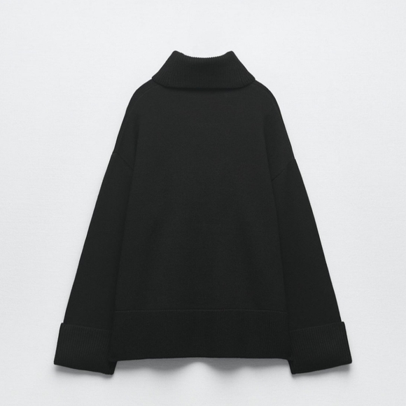ZARA NWT cuffed knit sweater, black, women's size M - Picture 4 of 12